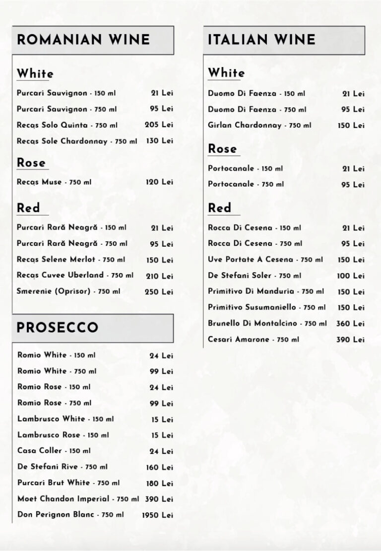 wine menu